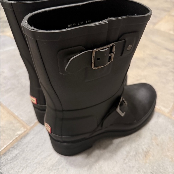 Hunter Original Ankle Boots 7 Chelsea Matte Black Slip On Rain Bootie Womens - Picture 4 of 6